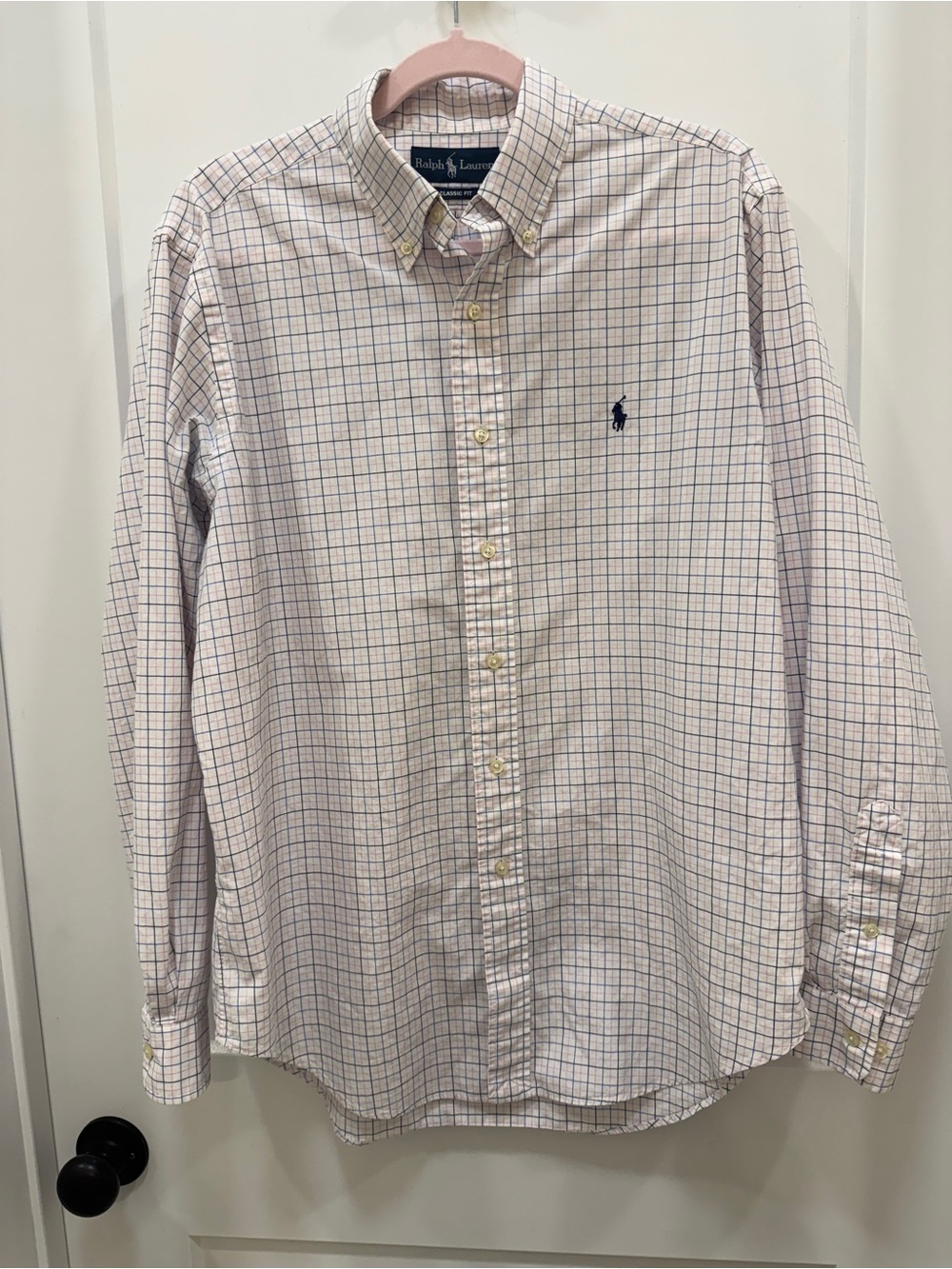 EUC Ralph Lauren Men's White Plaid Button-Down Shirt